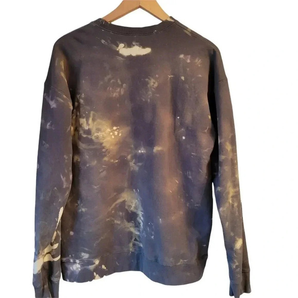 Ice Tie Dyed Upclycled Gray White Oversized Crewneck Sweatshirt Medium - Picture 2 of 5